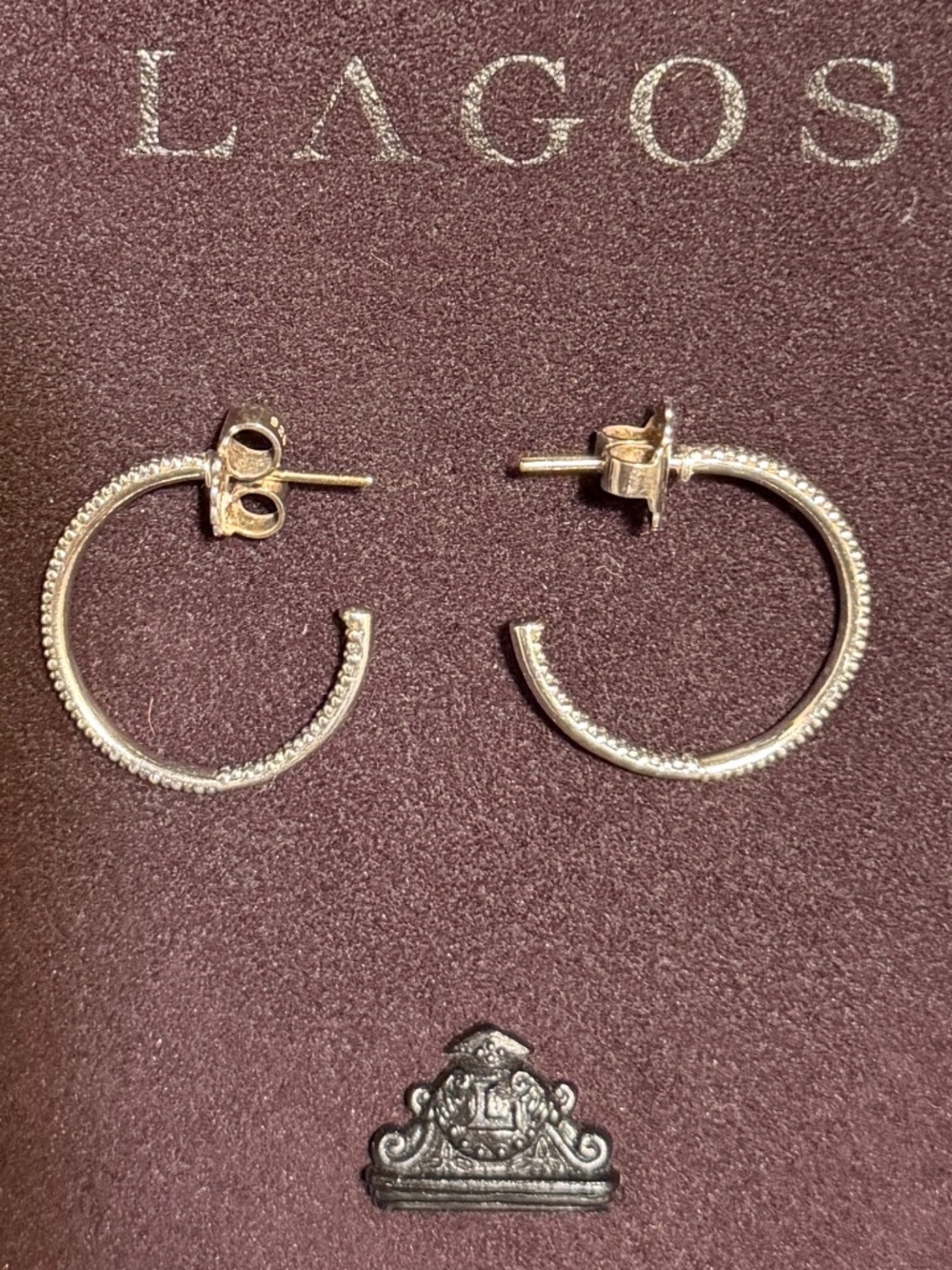 LAGOS Signature Caviar Sterling Silver 1” Hoop Earring - Picture 4 of 5